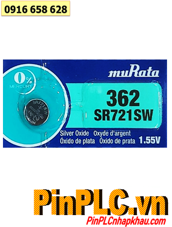 MuRata SR721SW _Pin 362; Pin đồng hồ 1.55v Silver Oxide MuRata SR721SW _Pin 362